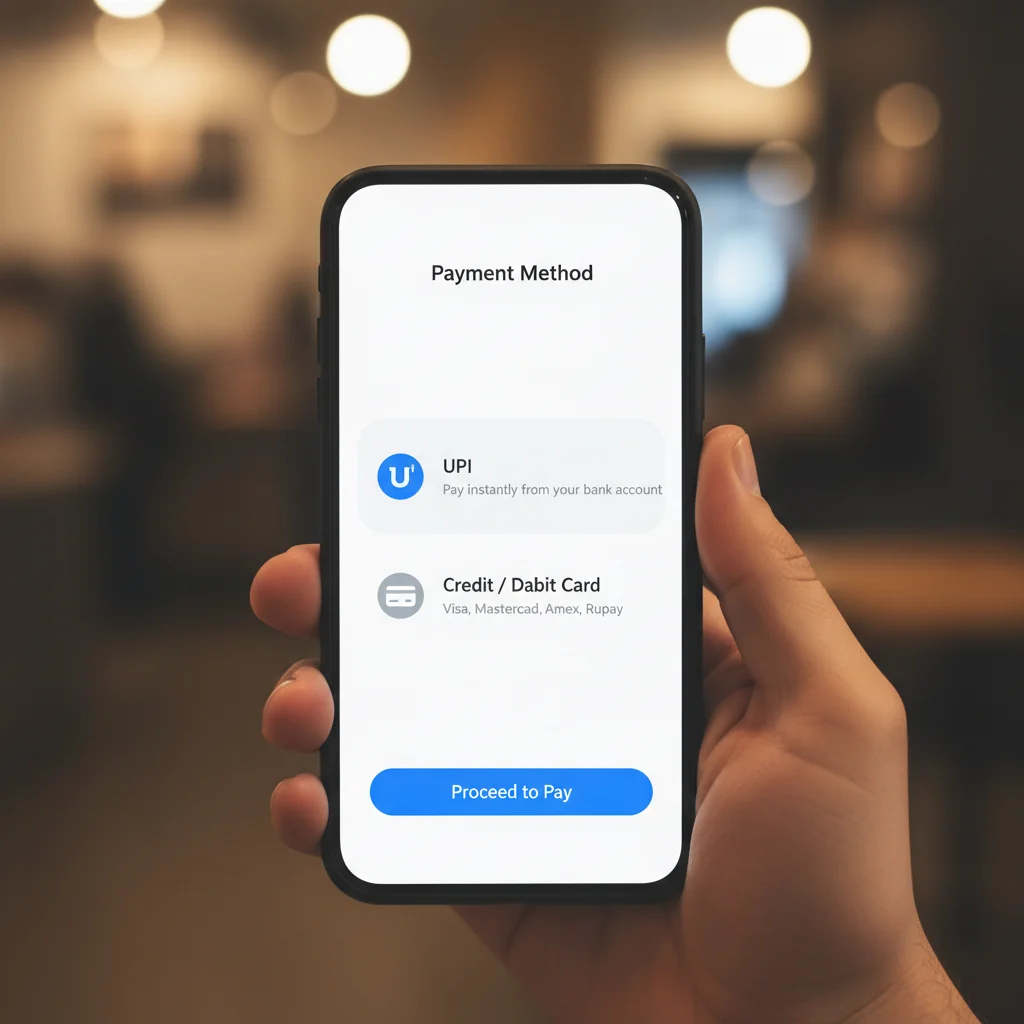 Secure Razorpay checkout with UPI and card options