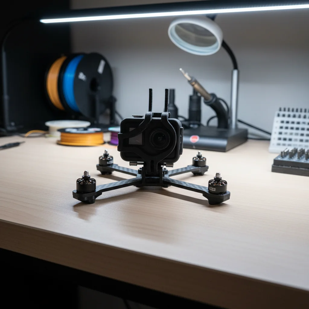 Black PETG drone camera mount